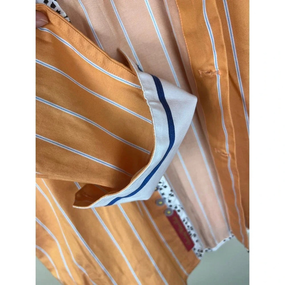 Robert Graham Orange and White Striped Button Up Shirt Men’s XS - Picture 8 of 12